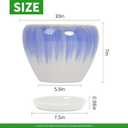 Deep Dream 10 Inch Plant Pot- Ceramic Planter Pot Round Plant Pots for Indoor Plants Outdoor Large Flower Pot with Drainage Holes & Trays, White&Blue
