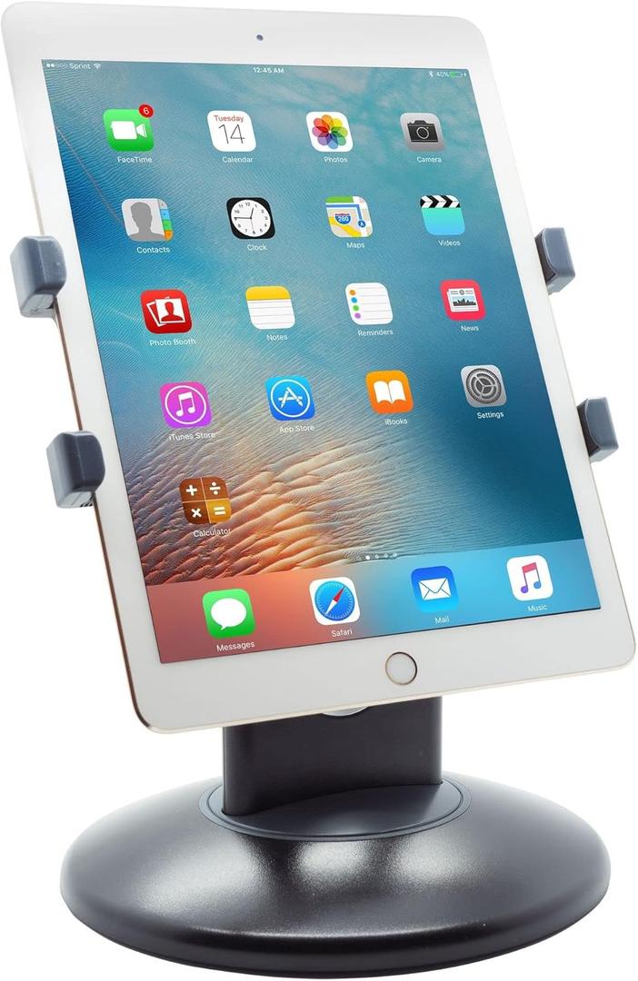Kantek Tablet Desk Stand, Adjustable, Stable Weighted Base, Compatible with Most 7" to 10", Apple iPad, Air, Mini, Galaxy Tab 7"-9.7" Kindle Fire 7" or HD 6, E Readers, Rotating Secure Support
