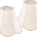 GO&SO 2 Pcs Barrel Lamp Shades Yellowish Beige Lamp Shade 6x13x10.6"(Spider) Bell Lamp Shade for Floor Lamps&Table Lamp,Scalloped Lampshade Modern Petal Edge Braid,Faux Silk Fabric,Easy Assembly