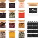 Glass Food Storage Jars Square 4oz, 12 Pack Glass Jars With Bamboo Lids, Kitchen Storage Containers For Spice, Candy, Cookie, Storage For Pantry Organizers