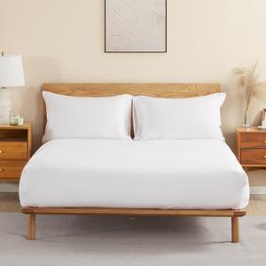 DAPU 100% French Linen Fitted Sheet Mattress Cover (1 Piece) with 16 Inch Deep Pocket, Pure Natural French Flax from Normandy, Ultra Soft, Breathable and Durable (White, King).