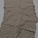 Kathfly 2 Pcs Taupe/White Plaid Ruffle Throw Pillow Covers Farmhouse Checkered 20'' x 20'' Washed Cotton Pillowcases Couch Gingham Pillow Shams for Living Room Bed, No Inserts