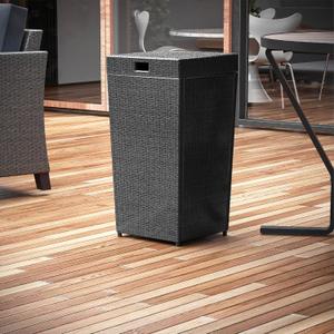 Nestl Outdoor Trash Can with Lid 30 Gallon Wicker Garbage Can for Patio, Black