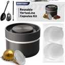 Reusable Pods Kit For Nespresso Vertuo, Refillable Coffee Pods With 100pcs Aluminum Covers Foil Seals Lids For Vertuoline Capsules, Compatible For Vertuoplus Espresso Machine (Pods Not Included)