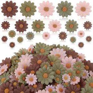 240 Pcs Fabric Daisy Flower Head for Crafts, 3 Size Faux Flower Easter Decoration Fall Outdoors Decor, Fake Daisy Heads Decor for Garland Wedding Graduation Hats DIY(Boho)