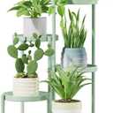 iDavosic.ly 5 Tier Large Plant Stand Indoor, 10 Inch Wide Corner Tall Metal Plant Stands Outdoor for Multiple Plants, Folding Tiered Flower Display Holder Rack Shelf, Light Green
