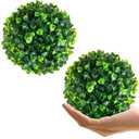 Hotop 2 Pcs 11 Inch Artificial Plant Topiary Ball 4 Layers Garden Spheres Boxwood Balls Artificial Topiaries Spheres Decorative Plants for Backyard, Balcony, Garden, Indoor Outdoor Decor(Green)
