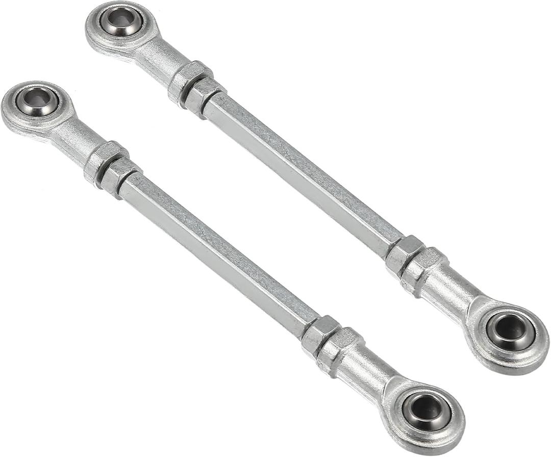 Motoforti 2pcs 132mm Length 8mm Hole Diamete Adjustable Steering Tie Rod Ball Joint for 49cc Electric ATV Go Kart Accessory Steering Column Steering Suspension Silver Tone