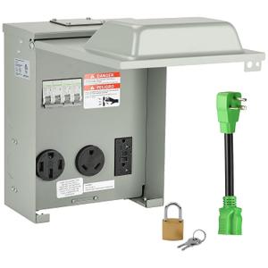 RVMATE RV Temporary Power Outlet Panel with Breaker, ETL Listed 20 30 50 Amp RV Receptacle, RV Electrical Outlet Panel for RV, Camper, Travel Trailer