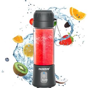 Nuwave Portable Blender for Shakes and Smoothies, On-the-GO Personal Blender with USB-C Rechargeable, 6-Piece-Blade for Crushing Ice, BPA Free 18 Oz Tritan Jar for Travel, Office and Sports