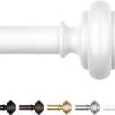 KAMANINA Curtain Rods for Windows 48 to 84 Inches, Adjustable Length Heavy Duty Curtain Rod, 7/8 Inch Decorative Drapery Rods with Modern Finials and Brackets, Ivory White