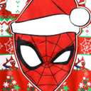 Disney family matching sweatshirt Stitch Mickey Spiderman print long sleeve winter Christmas mom dad kids loose fit red (Large)