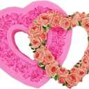 Rose Heart Wreath Fondant Chocolate Candy Silicone Mold Cake Decorating Baking Pastry Tools Soap Mould Resin Polymer Clay Mold
