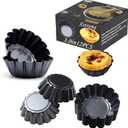 Egg Tart Molds 12PCS Tart Pan 3inch, Mini Carbon Steel Non Stick Tart Pans, Tart Molds For Baking (3 inch)