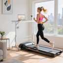 WINAZ Small Portable Treadmill Walking Pad Desk on Wheels, 32 Inch White Adjustable Height Mobile Rolling Standing Teacher Desks, Couch Sofa Side Laptop Stand Up Table for Bedroom, White, 31.5