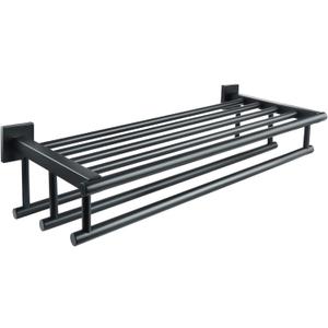 Alise Large Towel Rack,Towel Hanger Towel Shelf with 3 Towel Bars for Bathroom Lavatory,Towel Holder Wall Mount SUS 304 Stainless Steel,Matte Black,24-Inch