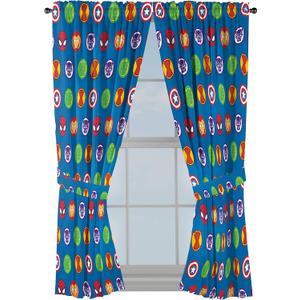 Jay Franco Marvel Super Hero Adventures Double Team 63" Inch Drapes - Beautiful Room Dcor & Easy Set Up, Bedding Features The Avengers - Curtains Include 2 Tiebacks, 4 Piece Set