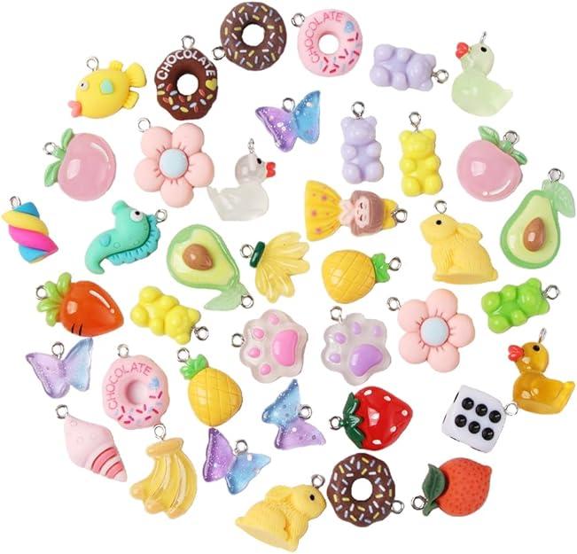 Youdiyla 50pcs Toy Series Pendant Jewelry Making DIY Keychain Earrings Pendant Various Design Charms for Jewelry Making Bracelets Necklace 