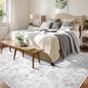 Washable 8x10 Area Rug for Living Room, Vintage Floral Rug Soft Non Slip Stain Resistant Boho Carpet for Bedroom Dinning Room Kitchen Home Office Grey