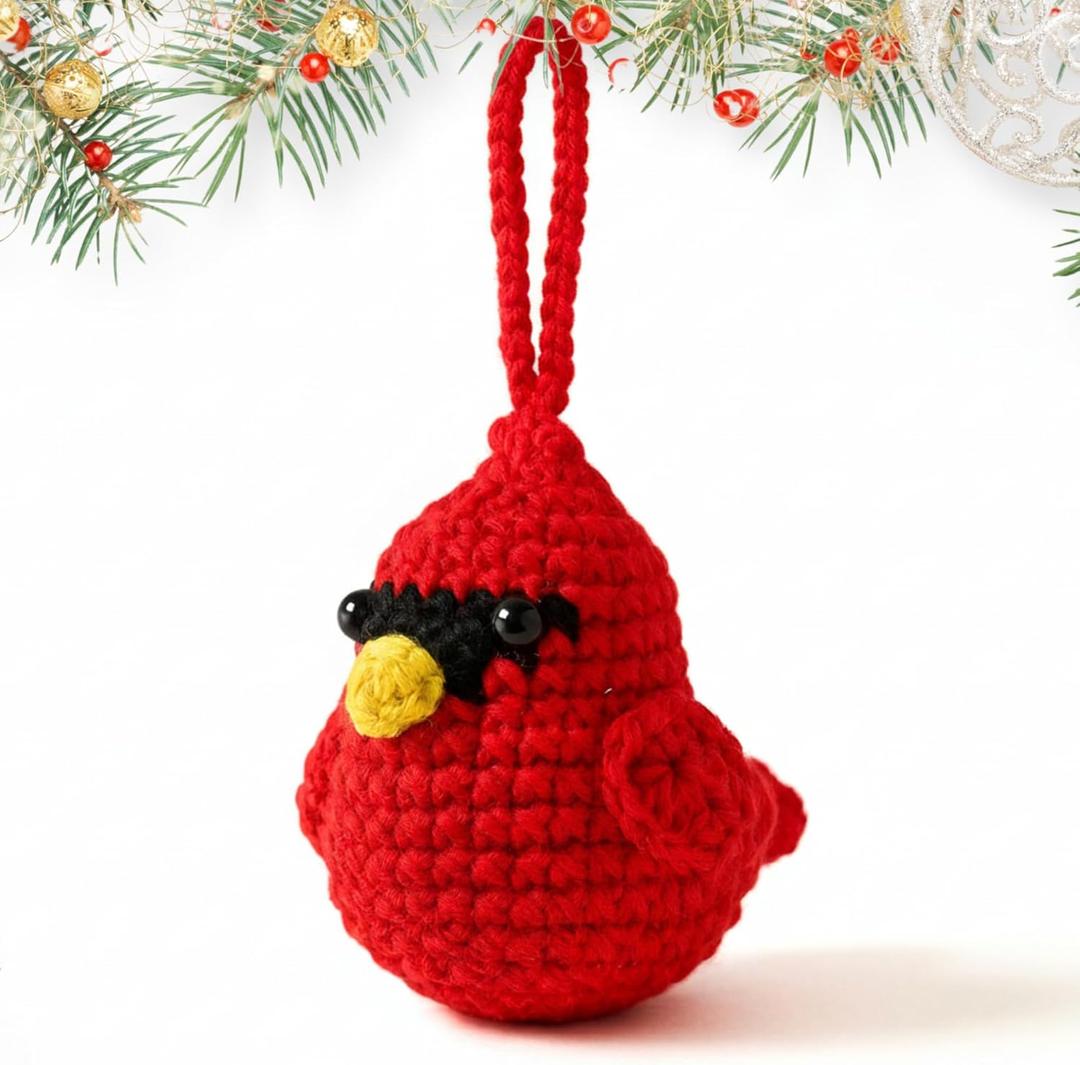 Cardinal Christmas Ornaments - Cardinal Gifts - Memorial Bereavement Remembrance Sympathy Ornaments for Loss of Loved One, Mom, Son, Father - Memorial Christmas Crochet Ornament 2025 & Card