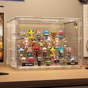 BOHOIDEE 4 Tiers Clear Display Case for Figures, Acrylic Storage Organizers Box with Magnetic Door, Large Dustproof Showcase for Collectibles Action Figure