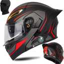Bluetooth Modular Motorcycle Helmet DOT Certified Flip Up Full Face Integrated Anti-Fog Dual Mask Helmet Street Motorcycle Helmet Built-in Dual Speaker Microphone for Adults, Men & Women