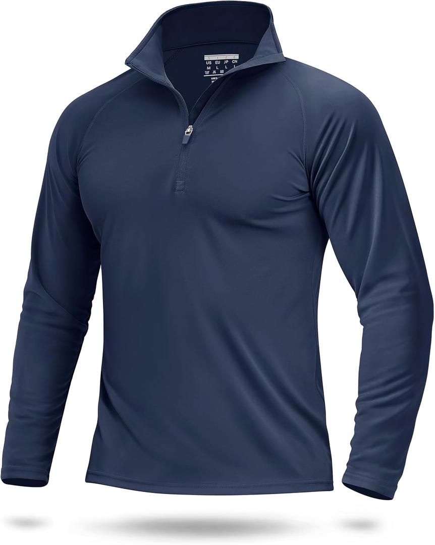 Boladeci Men's UPF 50+ Sun Shirts 1/4 Zip Long Sleeve SPF UV Protection Lightweight Quick Dry Quarter Zip Golf Shirts (X-Large, Navy)