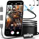 Dual Lens Endoscope Camera with Light Borescope Inspection Camera with 8+1 Adjustable LED Lights 1980P IP68 Waterproof with 16.5ft Semi Rigid Snake Camera for iPhone iPad Android Phone