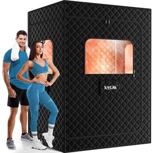 X-Vcak 2 Person Sauna, Extra Large Sauna, Portable Steam Sauna Tent with 2 Steamers, 71x 49x 36, Black