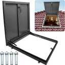 Thickened Roof Access Hatch, RV Roof Steel Security Door, Attic Access Door, with Hydraulic Support Rod and Switch Type Handle, Galvanized Powder Coated, 23.6" L X 23.6" W