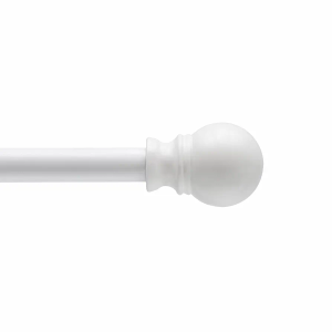 Kenney KN55250 Davenport Ball End Petite Café Decorative Window Curtain Rod, 28-48" Adjustable Length, White Finish, 1/2" Diameter Steel Tube