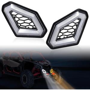 LED Front Accent Lights for Can-Am X3, Front Fascia Auxiliary Signature Lights with Yellow Turn Signal White DRL Grill Lamps for Can Am Maverick X3 MAX Turbo R RR 2017-2025 Accessories 