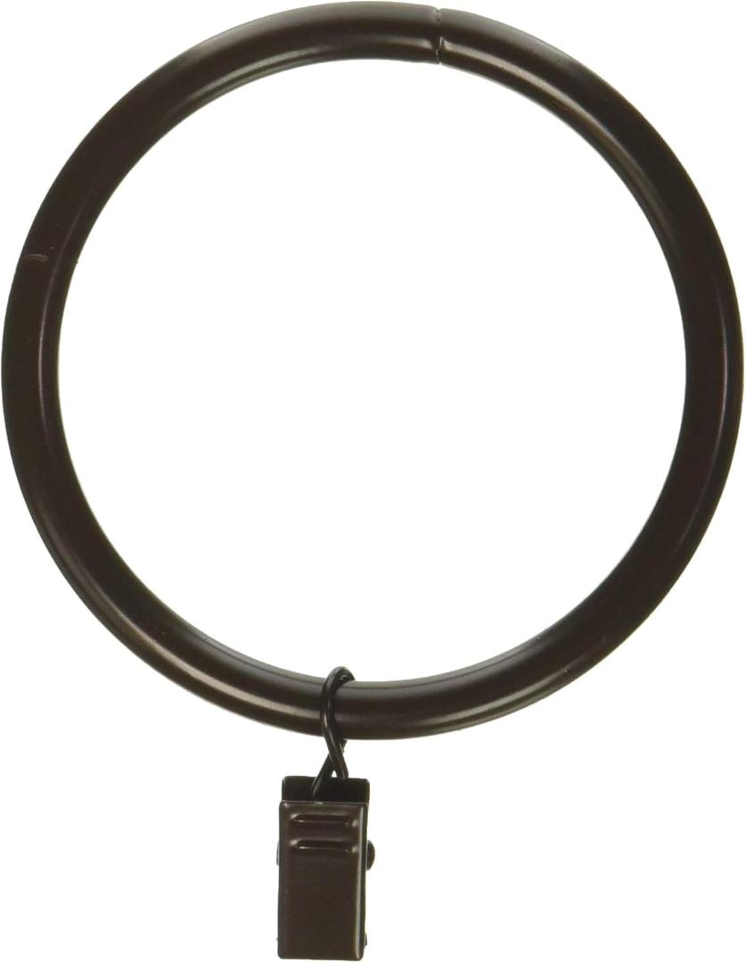 Rod Desyne 2-1/2 inch Curtain Rings w/Clip, Cocoa (6"x4"x4")