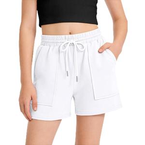 BOOPH Girls Casual Cargo Shorts Athletic Running Shorts with Pockets for Kids Summer 5-14 Years (White)