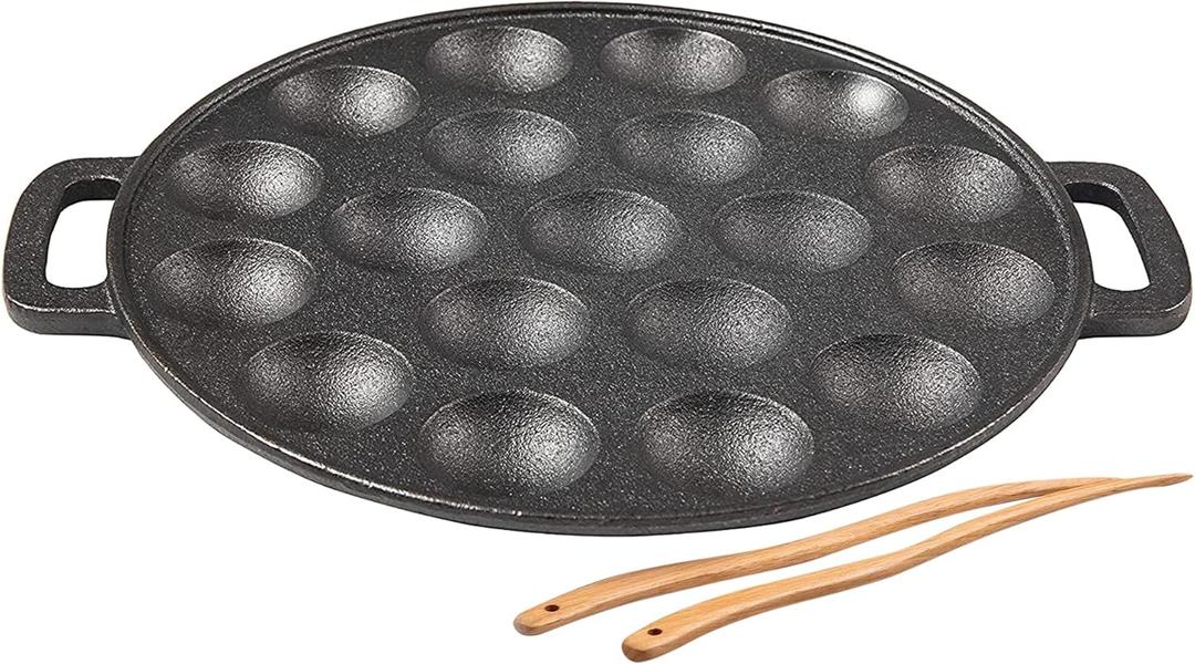 Upstreet Cast Iron Aebleskiver Pan/Ebelskiver Pan/Ideal for poffertjes pan (19 Hole)