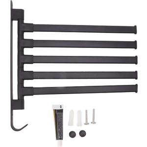 Black Swivel Towel Multipole Rack Towel Rack Bathroom Corner Rod Wall Mounted Towel Racks (5 Arms)