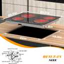 4 Burner Electric Cooktop, TOPWISH 24 Inch, Built-in Electric Stove Top, 220-240v Radiant Cooktop with Child Lock, Touch Control, Residual Heat Indicator, Overheat Protection, Hard Wire (No Plug)