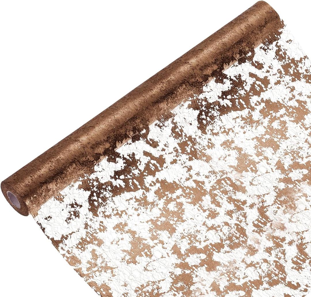 uxcell Rose Brown Table Runner Roll 20" x 15 Feet Sequin Foil Metallic Mesh Table Runner Decor Table Decorations for Wedding, Birthday Party, Christmas, New Year