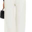 FUNYYZO Wide Leg Pants Women's High Elastic Waisted in The Back Business Work Trousers Long Straight Suit Pants (006# White (Thick) Size S)