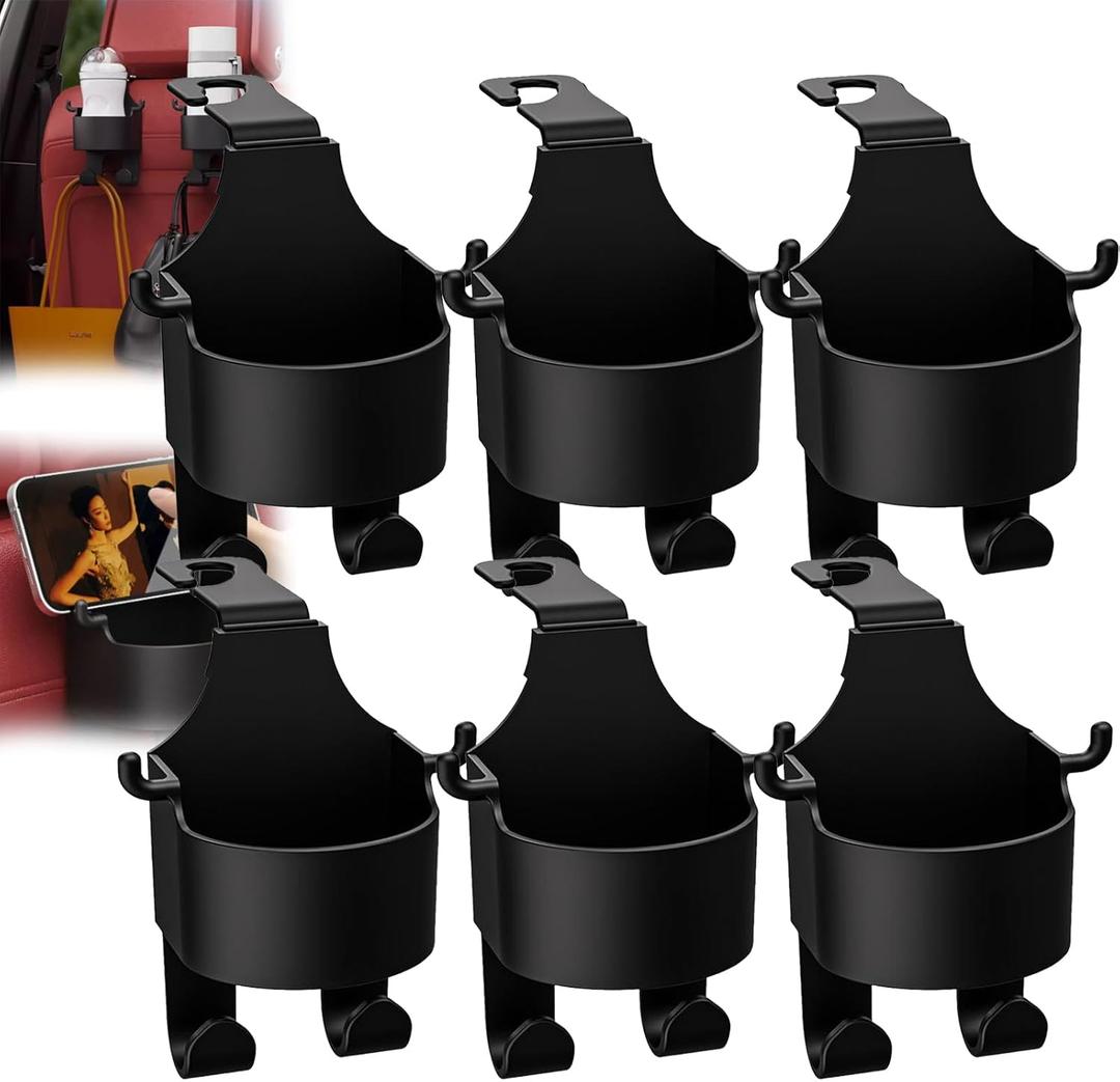 Multifunctional Car Seat Back Hook & Cup Holder, 3 in 1 Backseat Organizer (Type-A 6PCS)