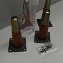 4 Pcs Retro Straight Wood Furniture Legs  Solid Wood Sofa, Bench, Table Legs with Metal Footing, Durable and Stylish Design (6" H Antique Brass Finish Metal Footing)