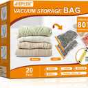 AGPTEK 20pcs Vacuum Storage Bags(4 Jumbo/4 Large/4 Medium/4 Small/4 Roll)Compression Storage Bags for Comforters, Blankets, Vacuum Sealer Bags for Clothes Storage, Perfect for Home Storage and Travel