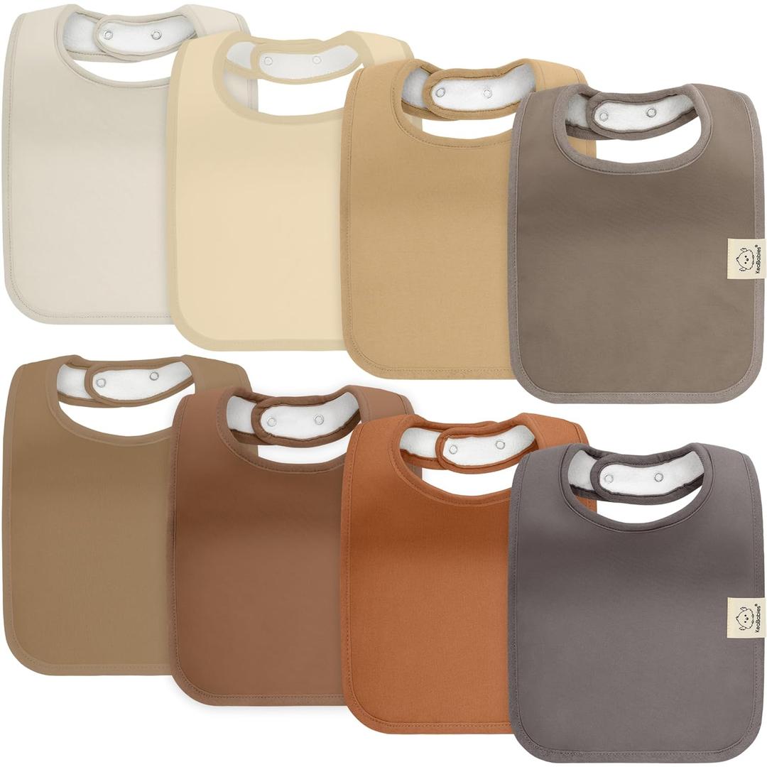 KeaBabies 8-Pack Organic Baby Bibs for Boys, Girls - Super Absorbent Cotton Drool Bibs for Baby Girl & Boy, Teething Toddler, Drooling Newborn, Ultra Soft & Machine Washable (Terracotta)