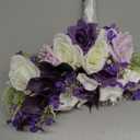 Rinlong 11" Wide Cascading Wedding Bouquets for Bride Purple Cascade Bridal Bouquet for Wedding Artificial Flowers Real Touch Silk Bouquet (One Size)