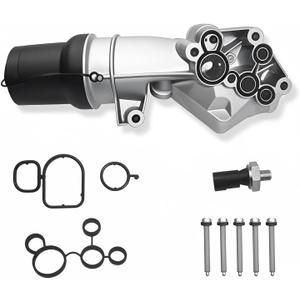 Aluminum Engine Oil Filter Housing with Sensor & Engine Mounting Bolts Compatible with Audi Volkswagen Vehicle TT Jetta Passat Beetle Golf Rabbit Replaces