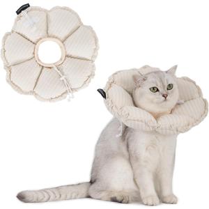 H HIDREAM Soft Cat Cone Collar Cute Adjustable Cat Recovery CollarElizabethan e Collar that can Protect Head and Foot WoundsEgg White All-Season Style, M