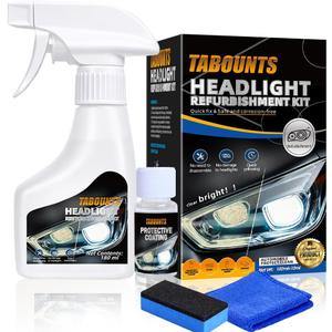 Headlight Restoration Kit, Automotive Headlight Cleaner and Yellowed Head Light Restoring Kit,Helps Clear Dull & Oxidized Lenses,Suitable for All Vehicle Headlamps