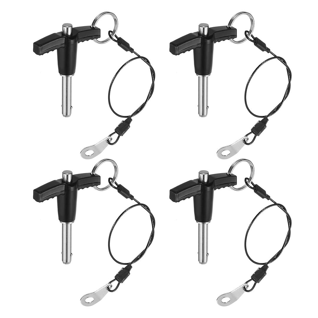 Uxcell 4Pcs T Handle Lock Pins, 6mm x 20mm Usage Length Stainless Steel Push-Button Quick Release Pin