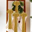 Daifunli 8 Pcs Extra Large Valentines Day Velvet Bows, 17.7 x 8.7 Vintage Raw Edge Ribbon Swag Bows for Romantic Home Decor, Door Wall Mantel Hanging Decorations(Khaki,8.7 x 17.7 x 3 in)