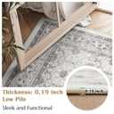 jinchan 7ft Vintage Floral Round Rug, Circle Washable Rug, Beige
